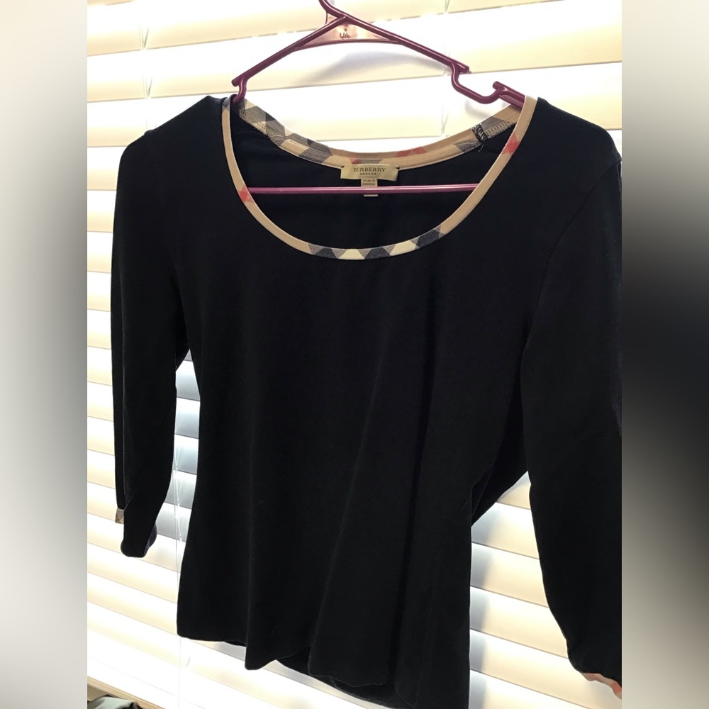 Authentic Women Burberry Nova Check Scoop Neck Shirt Top
